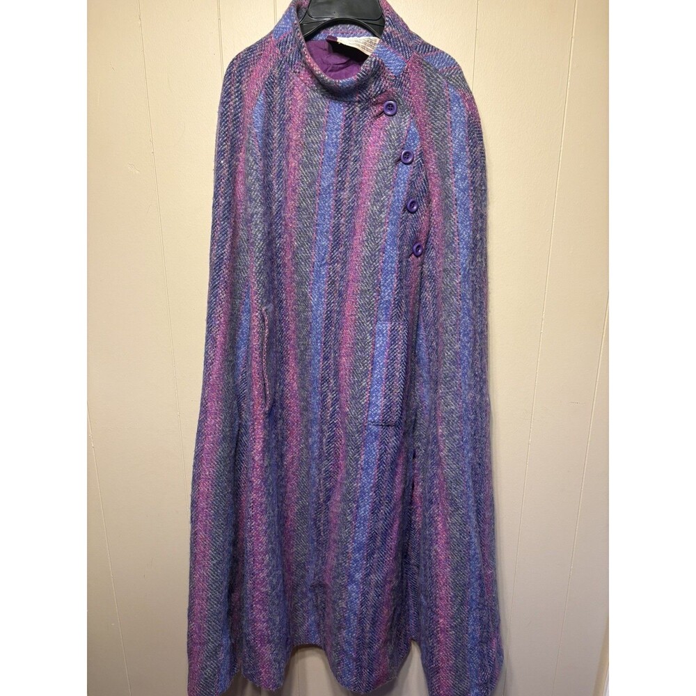 Vintage Purple Full Length Jimmy Hourihan 100% Wool Cape With Pockets